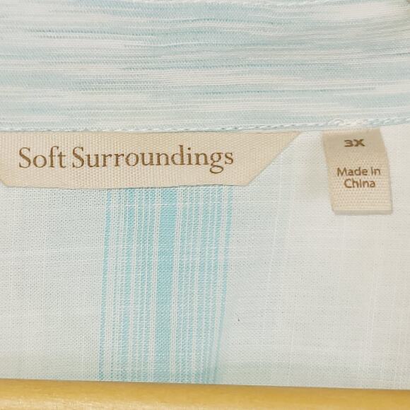 Soft Surroundings Womans 3X Teal Tunic Plaid Pastel Spring Easter Lagenlook Boho - Picture 4 of 10